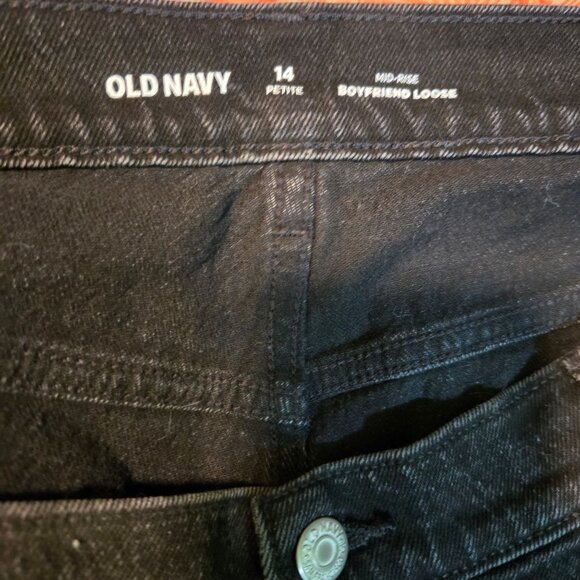 Old Navy jeans womens 14P black boyfriend loose relaxed mid-rise - Picture 3 of 9